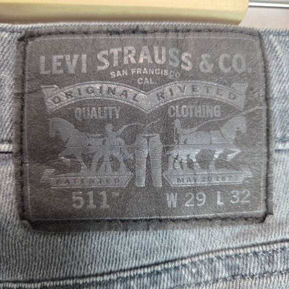 Levi's 511 Jeans Mens 29x30 Medium Wash Gray Denim Skinny Leg Pants Low Rise - Picture 9 of 10